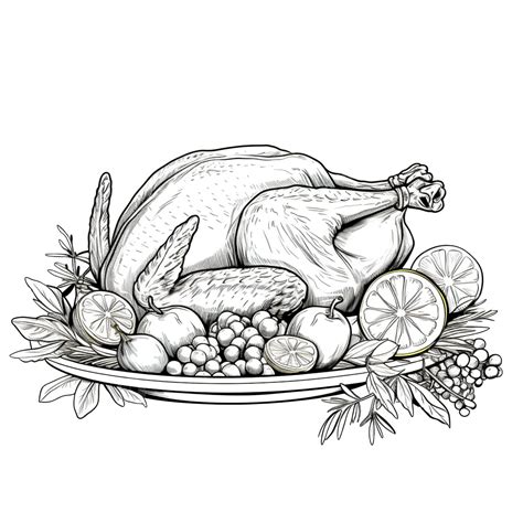 Thanksgiving Dinner Clipart Black And White
