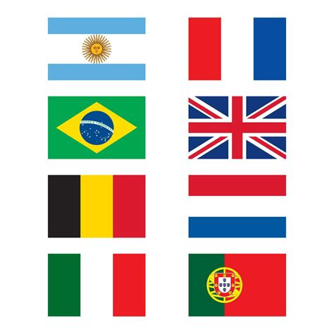 Country flags Argentina, France, England, Italy, Belgium, Portugal ...