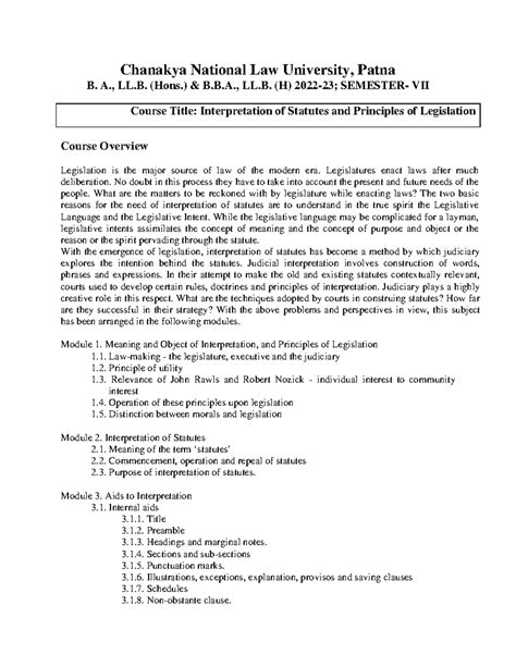 Interpretation of Statutes and Principles of Legislation - Chanakya ...