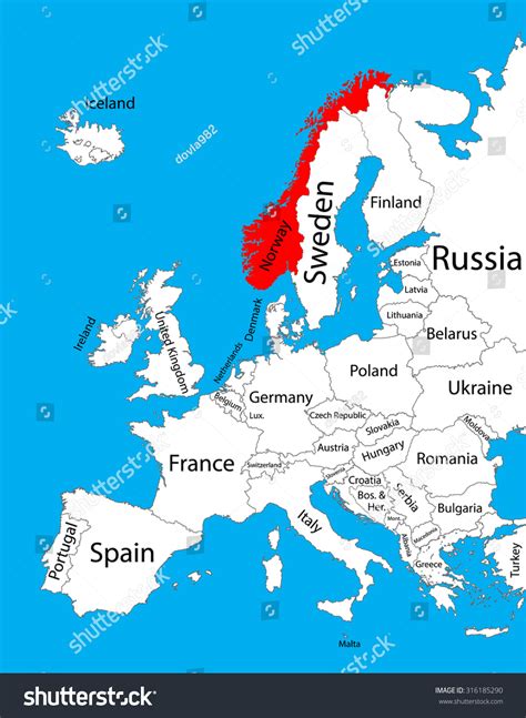 Norway Vector Map Europe Vector Map Stock Vector (Royalty Free) 316185290