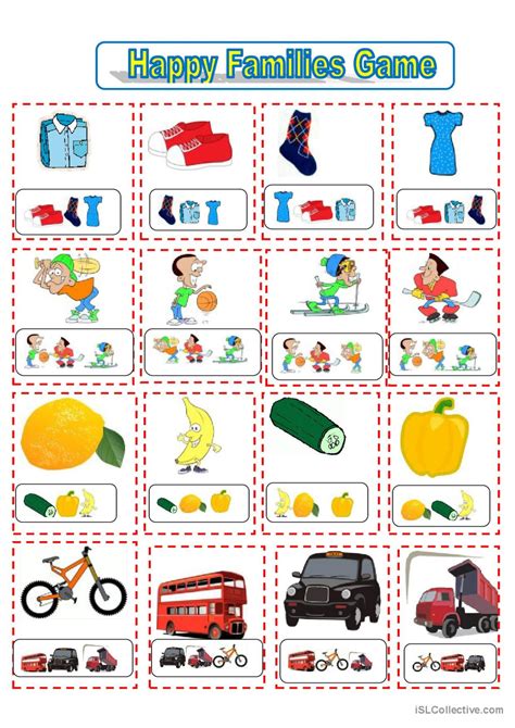 Happy families game: English ESL worksheets pdf & doc