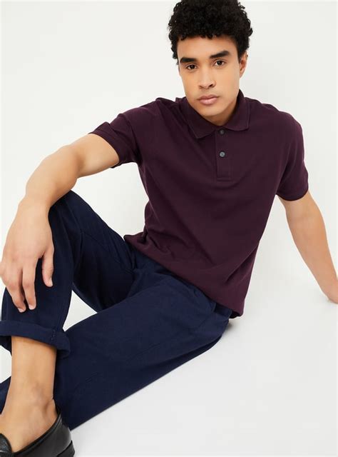 Buy Men Textured Regular Fit Polo T-shirt Online at just Rs. 499.0 ...
