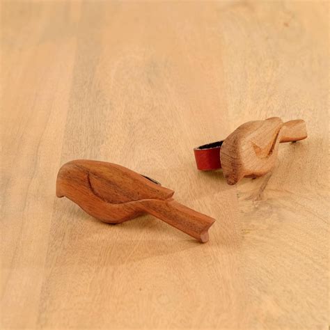 MANGO NAPKIN RING BIRD LARGE SET OF 2 BROWN - Ellementry – ellementry