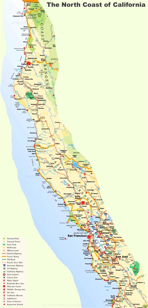 California Coast Map Cities
