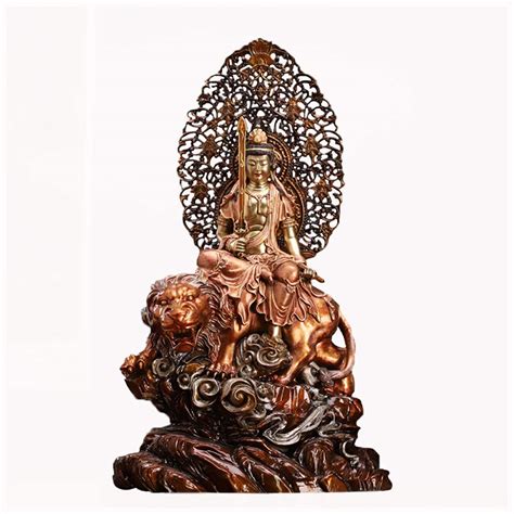 Buy YUNVJIG Pure Copper Huayan Three Holy Buddha Statues Manjushri ...