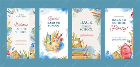 Watercolor back to school instagram stories collection | Free Vector