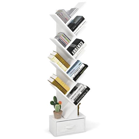 Giantex Tall Wooden Open Book Tier Shelf, Narrow Wide, Space Saving ...
