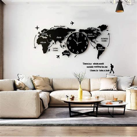 Flexyko Diy World Map Wall Clock Large Black Enhance Your | Desertcart ...