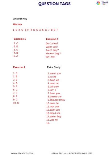 Image result for ESL Question Tags Grammar Lesson Plan