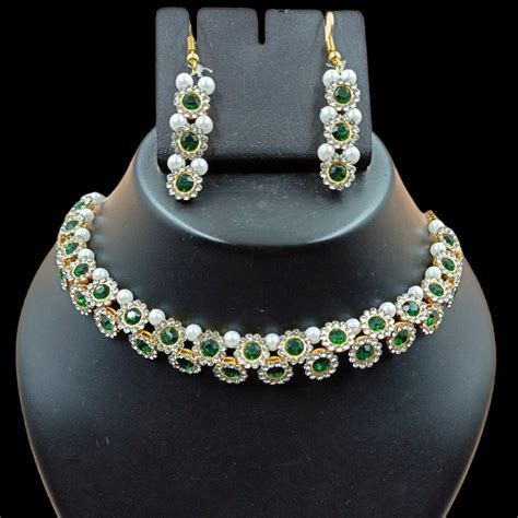 Padmawati Bangles Austrian Stone Gold Plated Choker Necklace Set ...