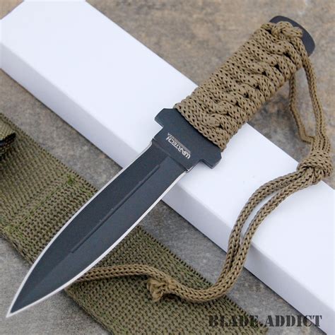 7" DOUBLE EDGE COMBAT BOOT KNIFE Survival Hunting MILITARY BOWIE Fixed ...