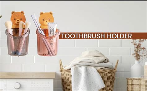 JIALTO Toothbrush Holder, Plastic Brush Holder 3 Pcs Set, Self Adhesive ...
