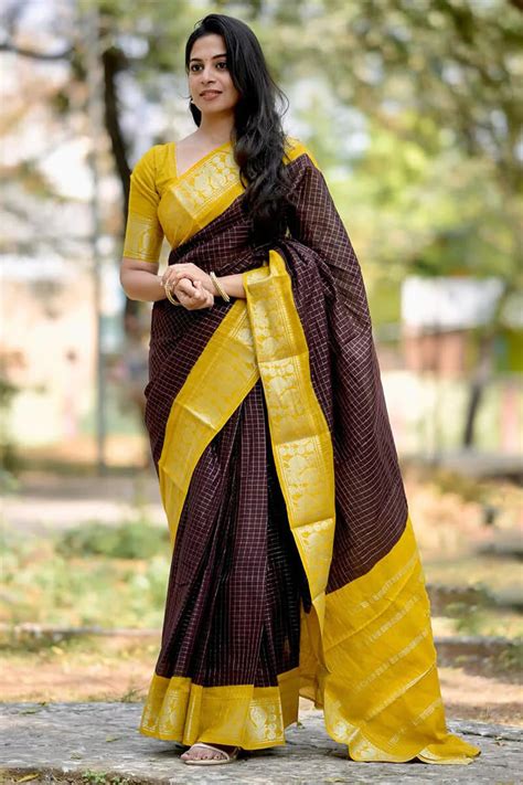 Gorgeous Brown Soft Silk Saree With Lovely Blouse Piece – VIPNARI