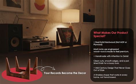 Saleberate Solid Wood Vinyl Record Holder Stand – LP Storage Rack, Mid ...