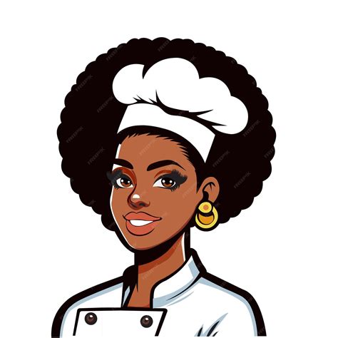 Premium Vector | Afro Female Chef Cartoon Illustration Black Woman Chef ...
