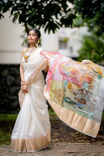 Abstract Handpainted Durga Concept Sarees – Ranga Chakra