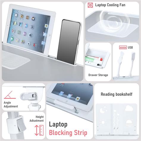 Homero Premium Foldable Bed Table Adjustable Height Multifunction Tabl