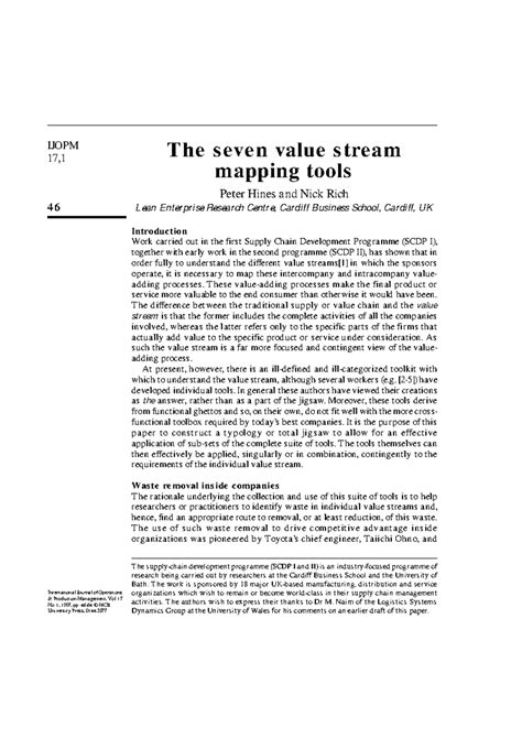 Value Stream Mapping seven tools - IJOPM 17, 46 The seven value stream ...