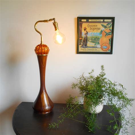 A vintage teak and amber tall table lamp – fionabradshawdesigns.com