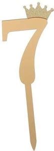PartyPort Golden Acrylic Number 7 Cake Topper for Birthday and ...