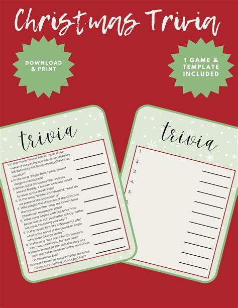 Printable Christmas Game Trivia for Adults Template & Answer - Etsy