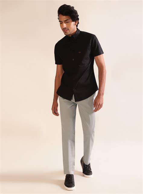 Granite Satin Chino Casual Grey Solid Chino for Men Online | Andamen