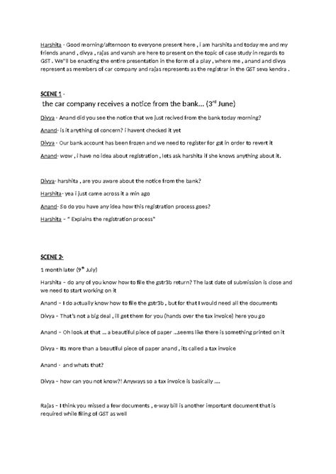GST script - important notes - Harshita - Good morning/afternoon to ...