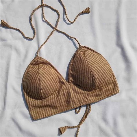 Brown Stripe Cotton Padded Bra - KJ0028 – Kajrakh