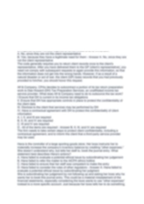 SOLUTION: Aicpa ethics code exam questions with correct answers 2023 ...