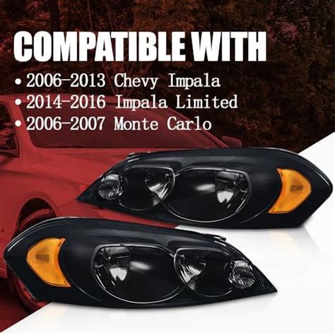 PIT66 Headlights Assembly, Compatible with 2006-2013 Chevy Impala / 14-16 Chevy Impala Limited ...