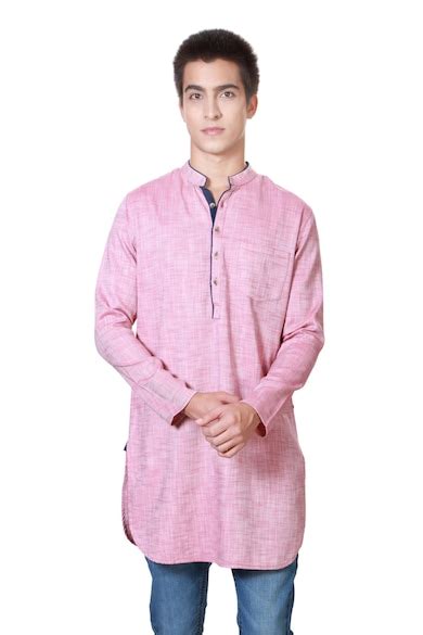 Buy Men Pink Textured Ethnic Kurta Online - 169414 | Peter England