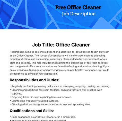 What Are The Duties And Responsibilities Of A Office Cleaner at Alice ...