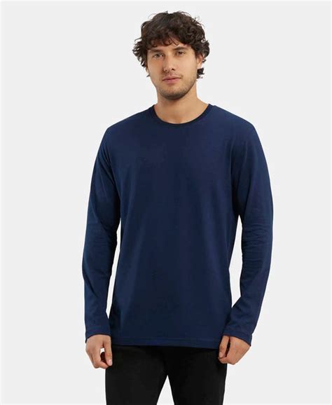 Buy Super Combed Cotton Rich Solid Round Neck Full Sleeve T-Shirt ...