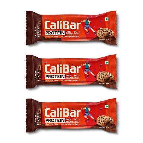 CaliBar 20g Protein Bar - Cookie Crunch Bar (Pack of 3) No Added Sugar ...