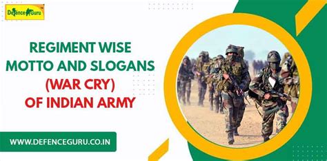 Regiment Wise Motto and Slogans (War Cry) of Indian Army