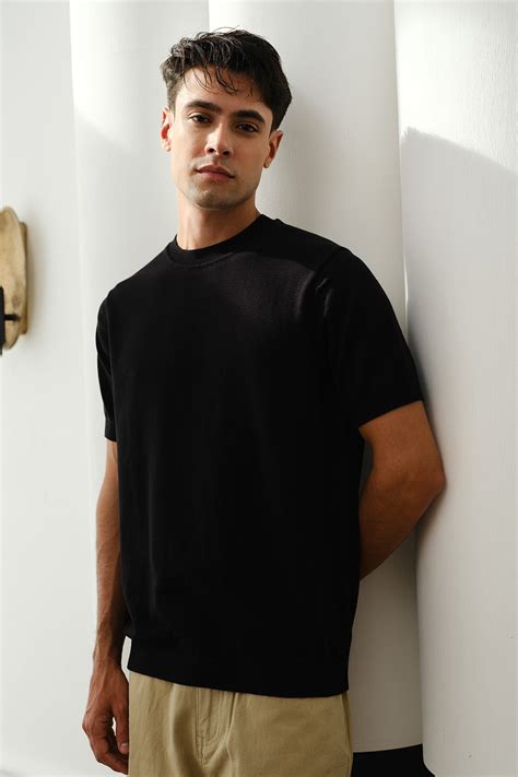 Buy Black Knit Round Neck T-shirt | BonkersCorner