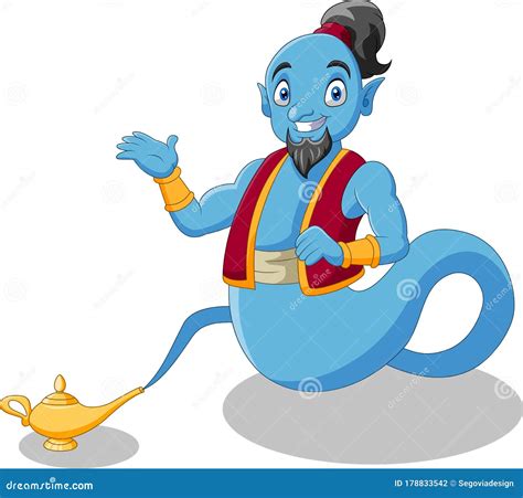 Cute Cartoon Genie Appear from Magic Lamp Stock Vector - Illustration ...
