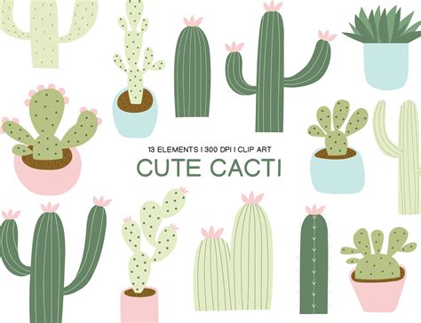 Cacti Clip Art | Cactus Clip Art | Cute Cactus Art | Succulent Clipart ...