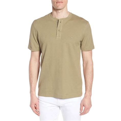 Lacoste Men'short Sleeve Henley Waffle Stitch Regular Fit T-Shirt ...