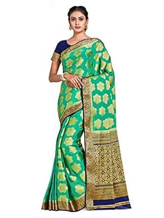 MIMOSA Women Mysore Silk Style Crepe Saree Color : Green (4702-2697-2D ...
