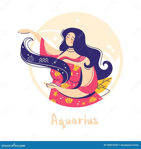 Aquarius Zodiac Sign. Air. Female Character and Element of Ancient ...