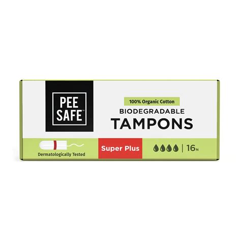 Buy Pee Safe 100% Organic Cotton Tampons Super Plus (Pack Of 16) For ...