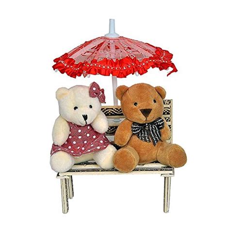 SSVT Cute Teddy Couple on Bench Under Umbrella : Amazon.in: Fashion