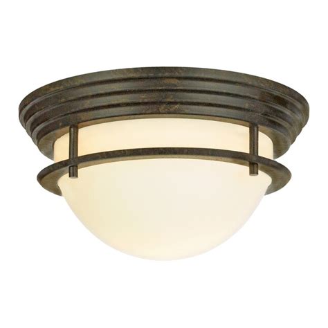 Portfolio 1-Light 10-in Metro Aged Bronze Flush Mount Light at Lowes.com
