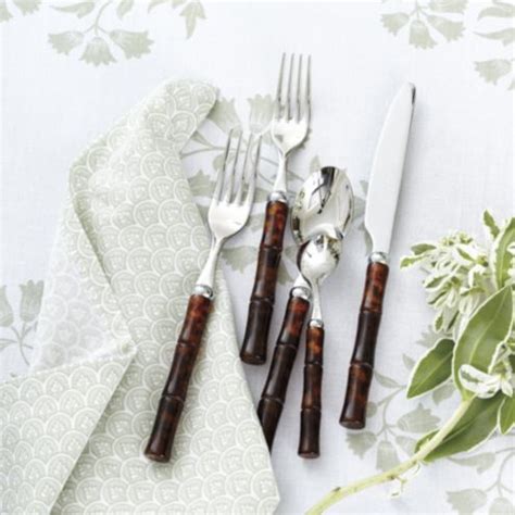 Bamboo Tortoise Flatware Set with Acrylic & Stainless Steel