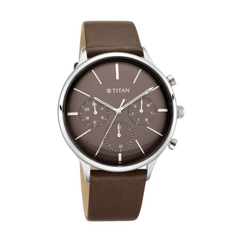 Buy Online Titan Quartz Multifunction Brown Dial Leather Strap Watch ...