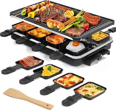 Appareil à Raclette 8 Personnes avec Grille Réversible Antiadhésive ...