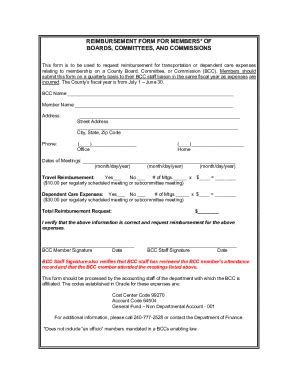 Fillable Online REIMBURSEMENT FORM FOR MEMBERS* OF BOARDS, ... Fax ...