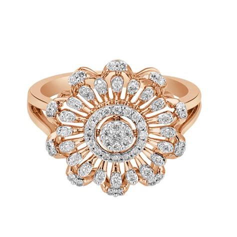 Buy Gleaming Rose Gold Diamond Finger Ring Online | ORRA
