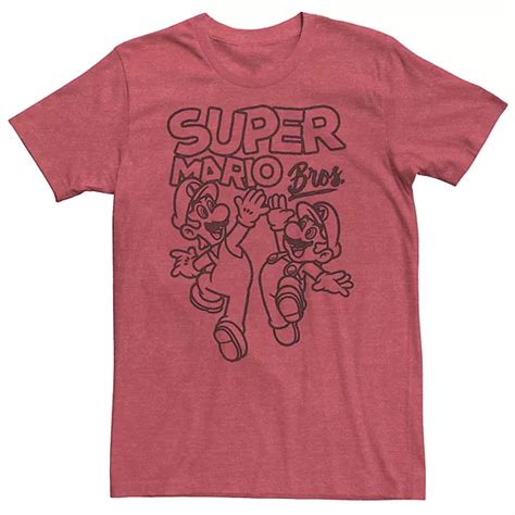 Men's Nintendo Super Mario Bros High Five Outline Tee